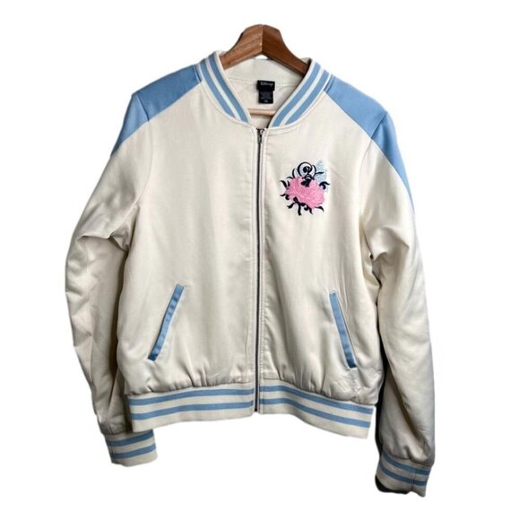 Disney Womens Size Medium Alice In Wonderland Souvenir Jacket Satin Bomber Coat - Picture 3 of 14